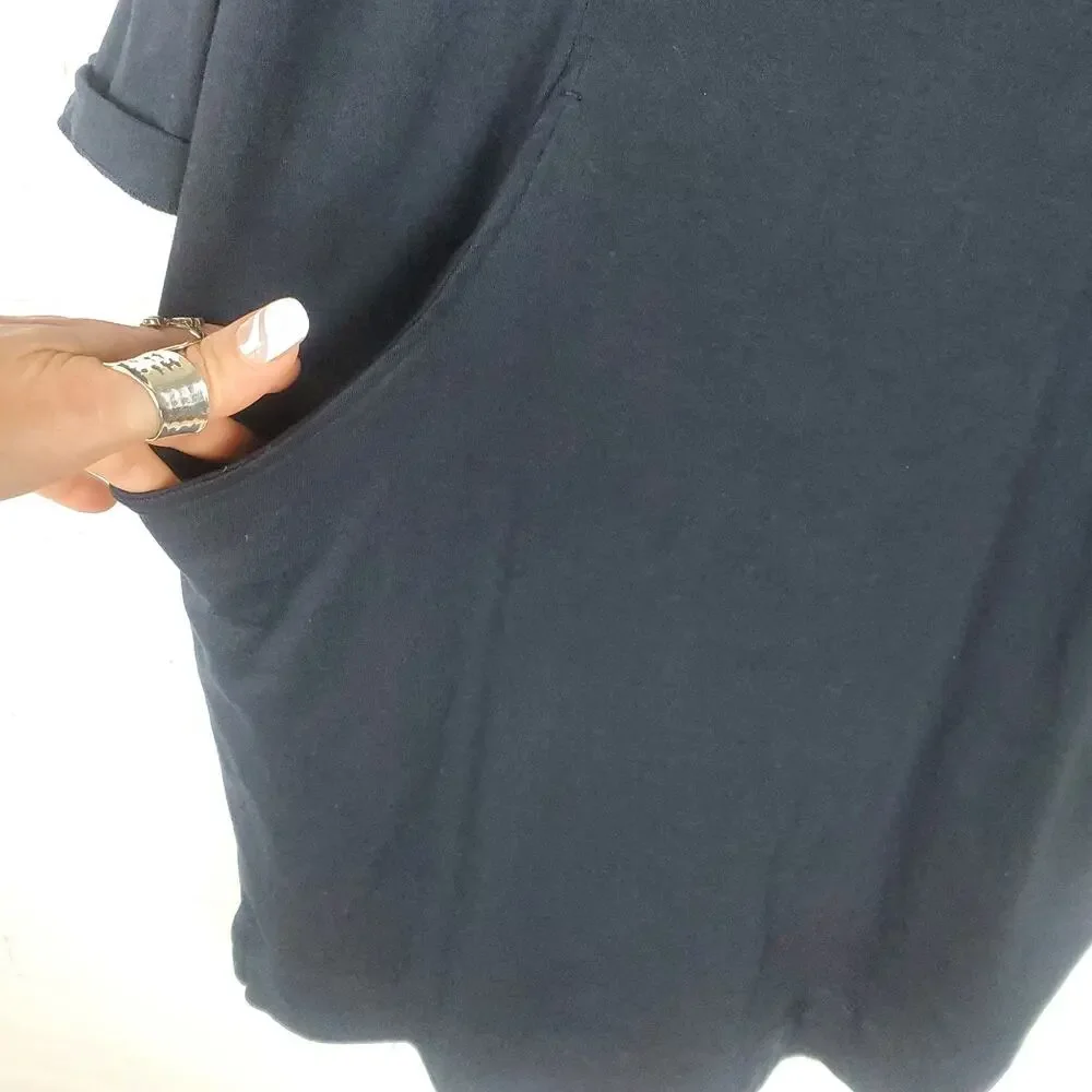 SEASALT Cornwall Merchants Dress Size 6 Navy Blue Shift Tunic Pockets Lagenlook